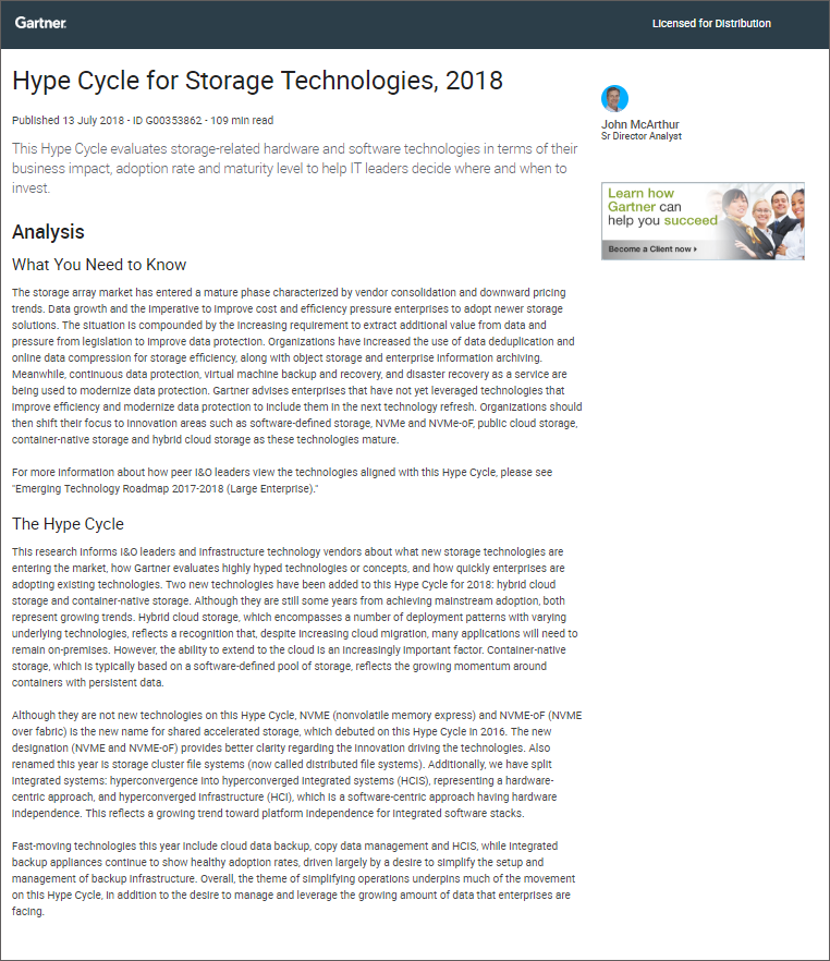 Gartner storage hype cycle 2018